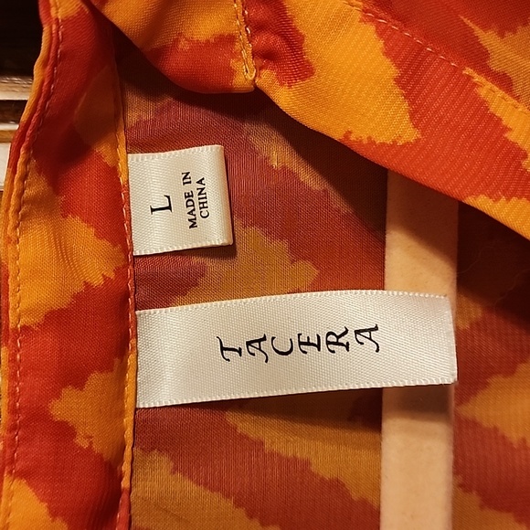 TACERA Sheer airy two tone orange chevron Top B7 - Picture 5 of 7